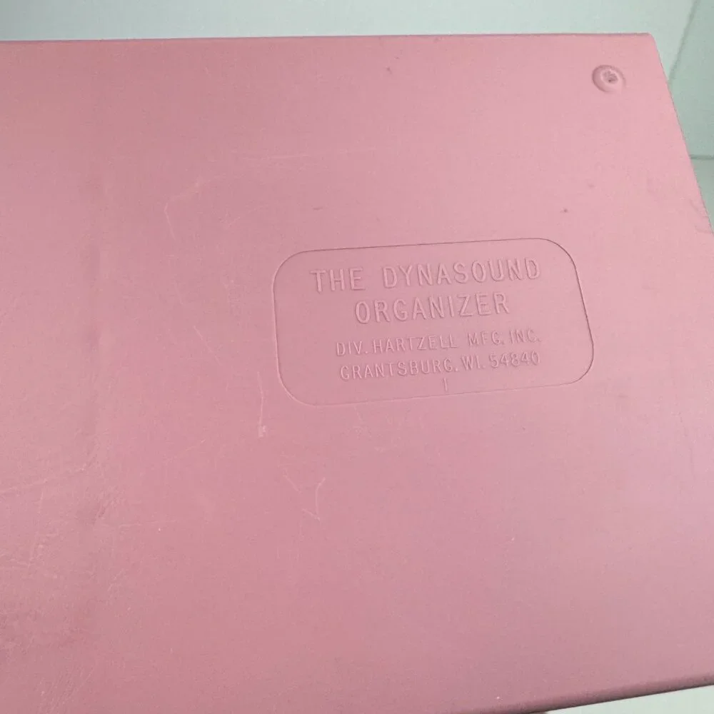 Vtg 1980s Cassette Tape Pink Hard Plastic w Lid The Dynasound Organizer Holds 24